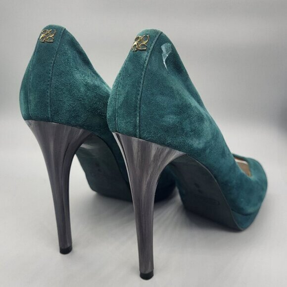 Coach Selma Suede Peep Toe Pumps - Picture 2 of 14